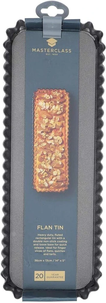 Masterclass stačiakampė tartaletės forma su gofruotais kraštais ir išimamu dugnu, 36 x 13 cm, neprideganti