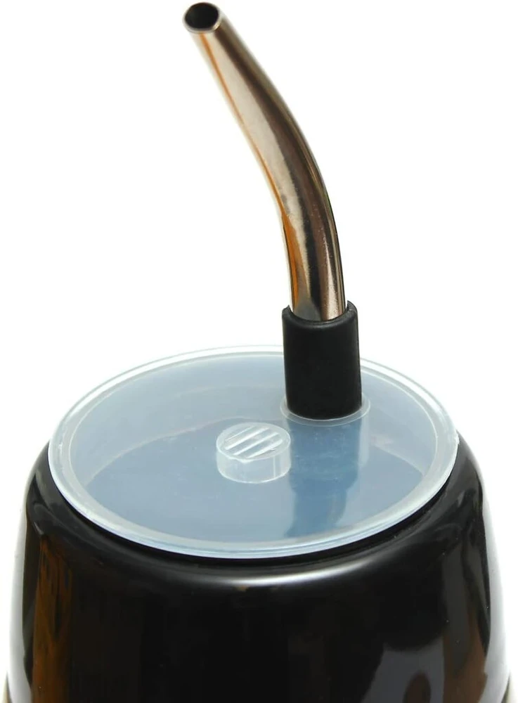 Mate Žalias Yerbomos 4.0 juodas 580 ml Yerba Mate arbatai 580 ml, nešiojamas priedas Yerba Mate, veikia kaip termosas su vandens buteliu ir išlaiko vandenį, sidabriškai juodas, 13308