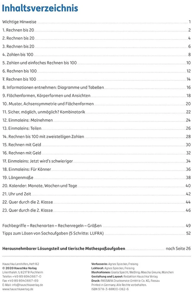 Matematikos testai - Lernzielkontrollen 2 klasė