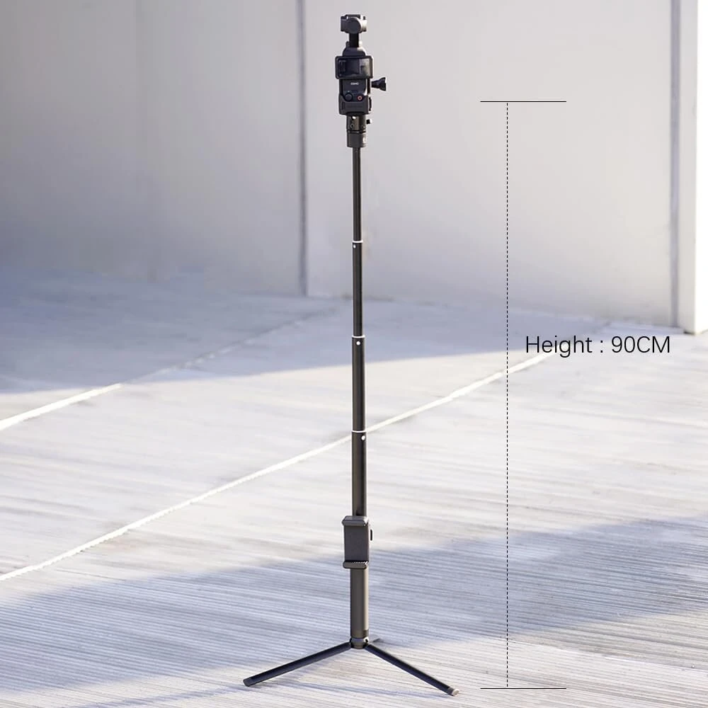 Maxcam asmenukių lazda trikojis su prailginimo strypu, skirtas Dji Osmo Pocket 3, 90 cm aliuminio lydinio prailginimo strypas aliuminio lydinio trikojui
