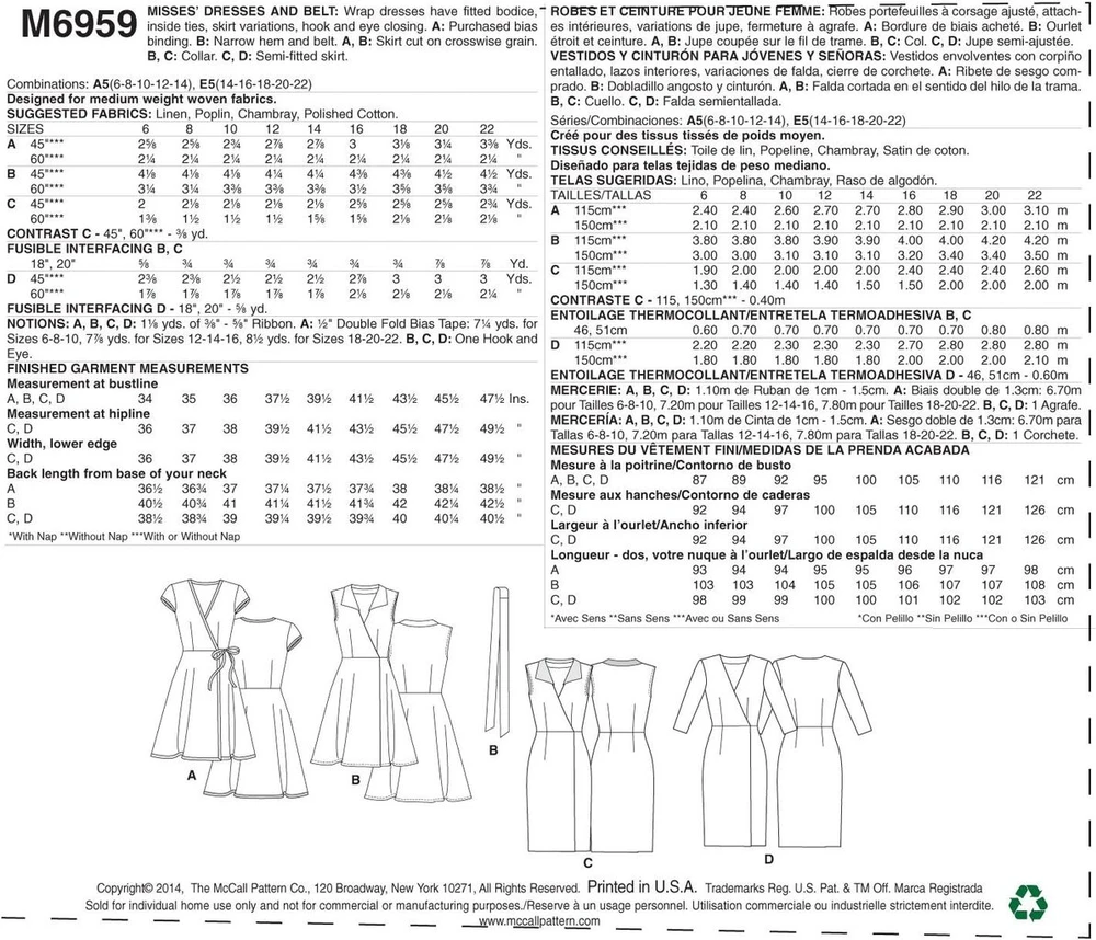 Mccall Pattern Company siuvimo modelis E5 (14-16-18-20-22) medvilnė