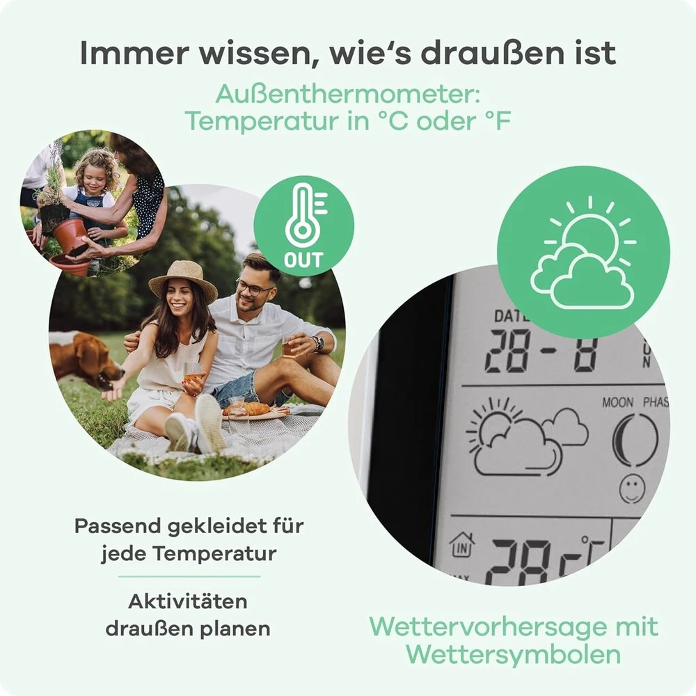 Mebus Radijo bangomis valdoma meteorologinė stotis su lauko davikliu
