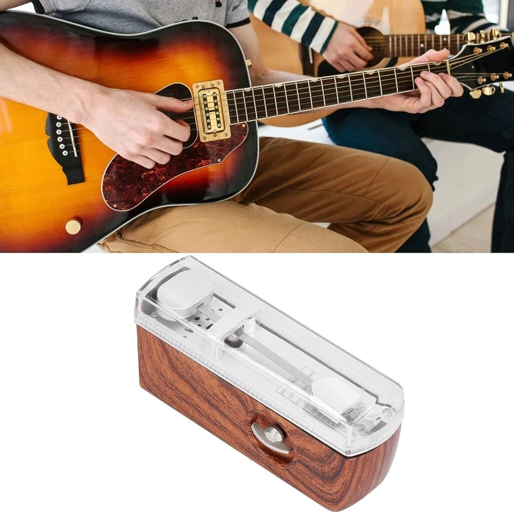 Mechaninis mini metronomas, universalus, nešiojamas, tradicinis pianinui, ukulelei, gitarai, smuikui (natūralaus medžio spalvos)