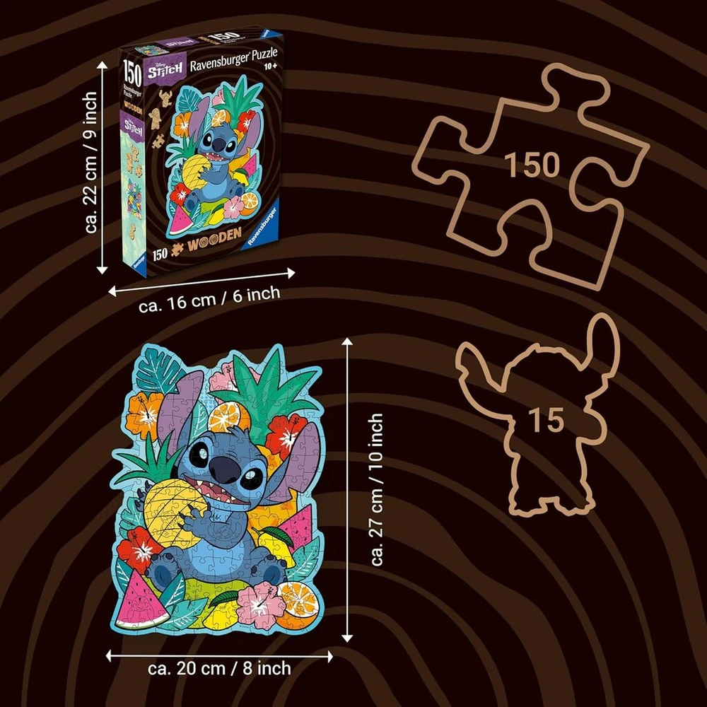 Medinė dėlionė Ravensburger Disney Stitch 150 detalių su figūrėlėmis