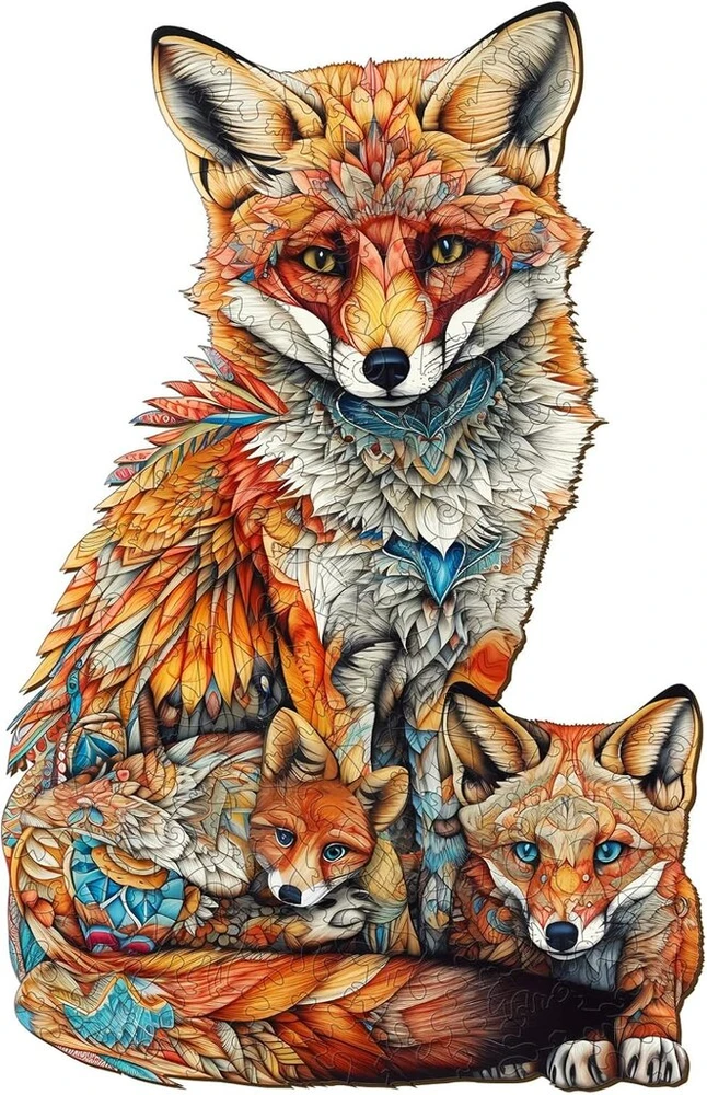 Medinė dėlionė suaugusiems Kaayee, 300 detalių, lapės forma, 46.6 x 30 cm