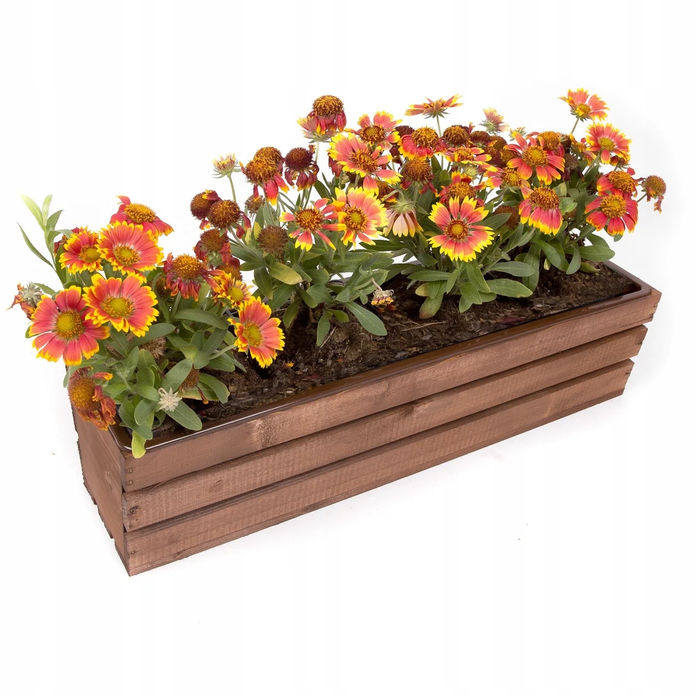Medinė gėlių dėžė 60 cm, ruda
