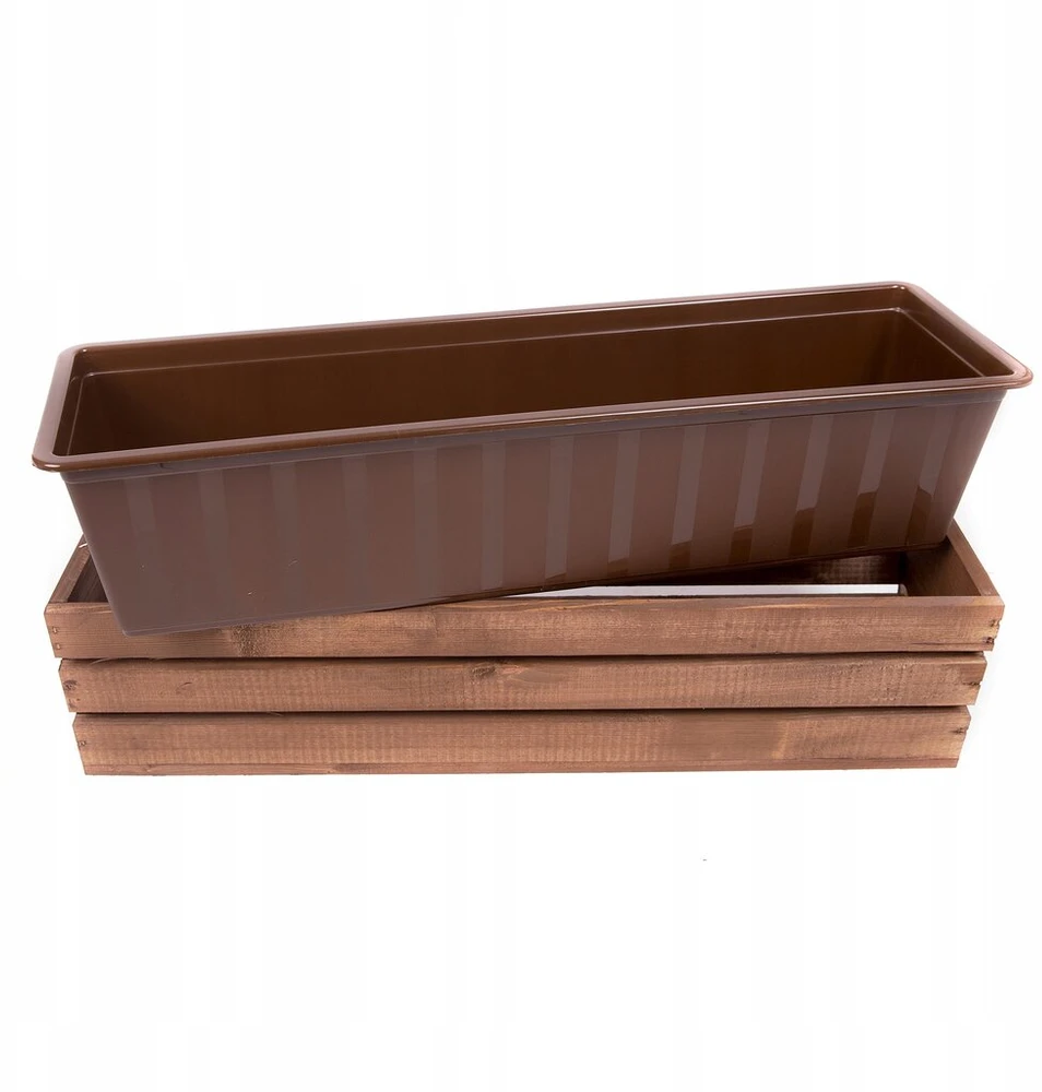 Medinė gėlių dėžė 60 cm, ruda