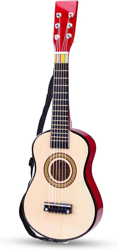 Medinė žaislinė gitara New Classic Toys 10300, natūrali/raudona