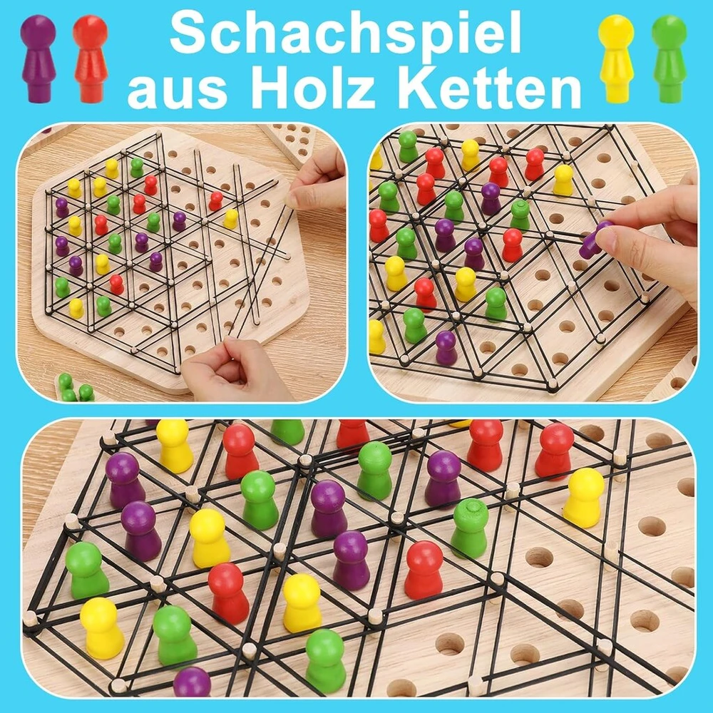 Medinis geometrinis žaidimas su gumytėmis, 2-4 žaidėjams