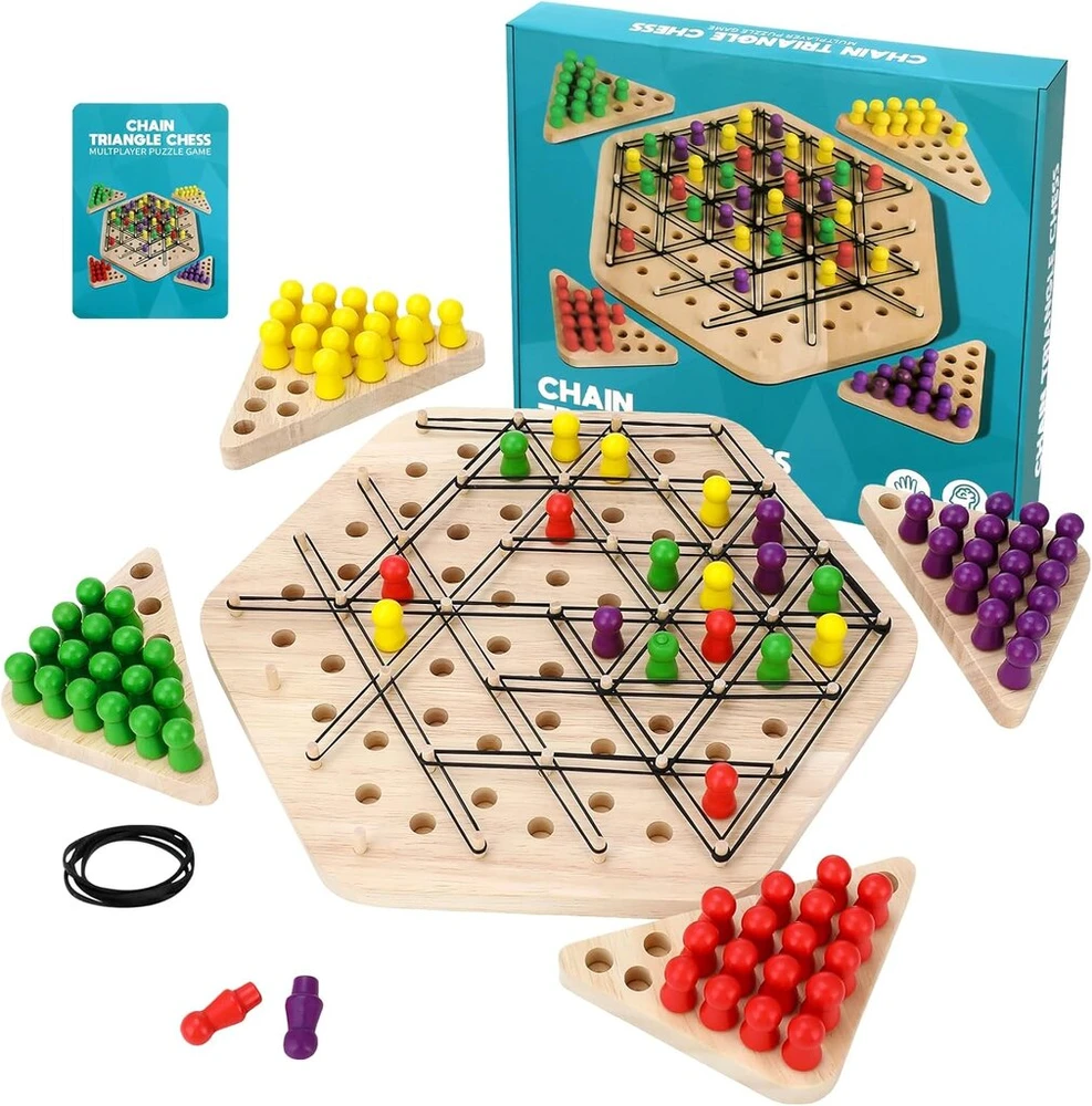 Medinis geometrinis žaidimas su gumytėmis, 2-4 žaidėjams