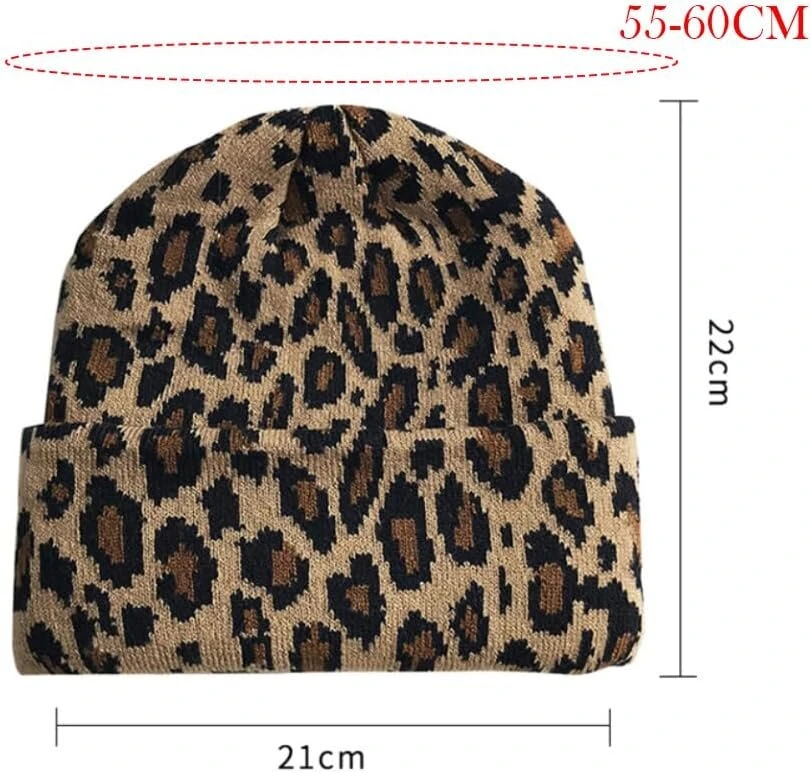Megzta kepurė su leopardo raštu žieminė megzta kepurė su leopardo raštu vilnonė kepurė moteriška žieminė kepurė šilta kepurė gyvūnų rašto leopardo kepurė gyvūnų rašto kepurė slidinėjimo kepurė moterims vyrams lauko jojimui