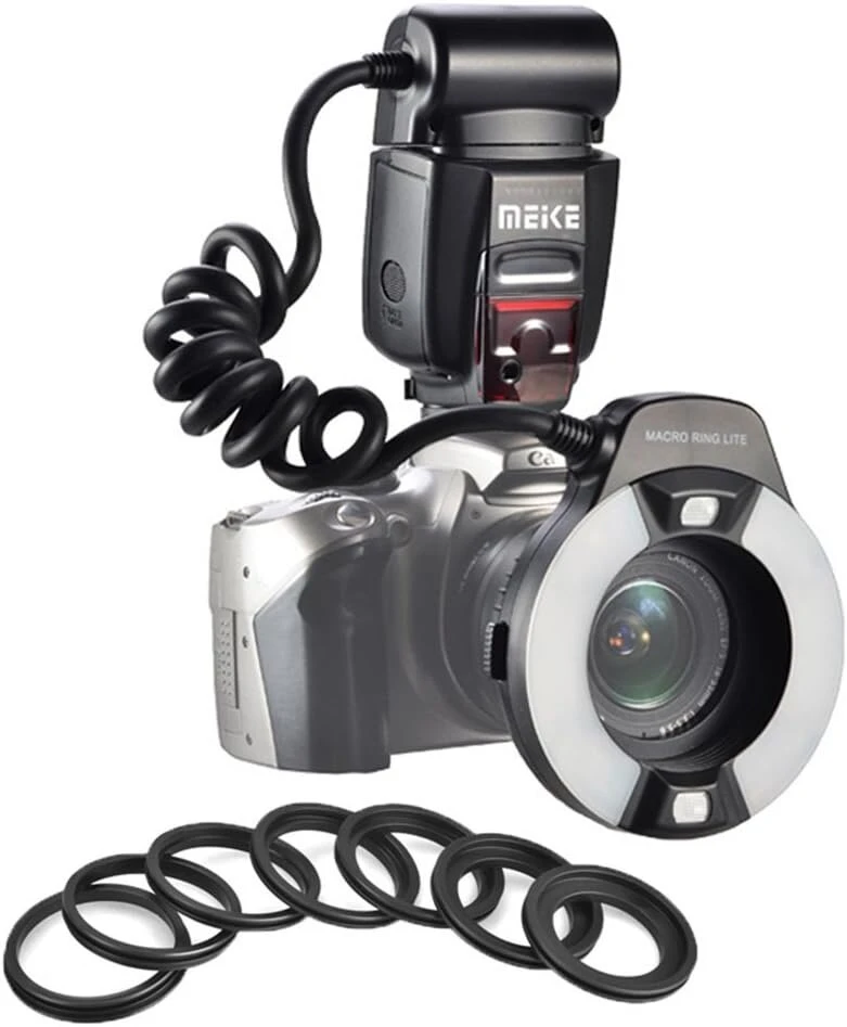 Objektyvas Meike Mk-14ext Ittl Ttl Led makro žiedinė blykstė, skirta Nikon D4 D800 D5200 D7100 Dslr fotoaparatams su karšto lizdo jungtimi