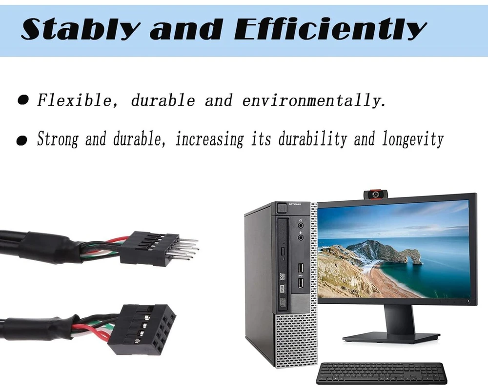 Meiriyfa Usb 2.0 9 kontaktų vidinis motininės plokštės laidas, 50cm