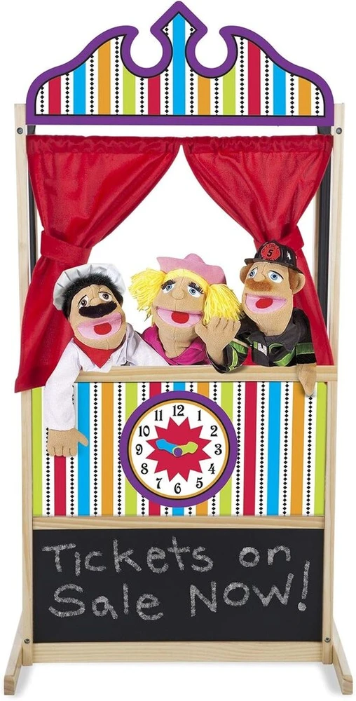 Melissa & Doug prabangus lėlių teatras – tvirta medinė konstrukcija