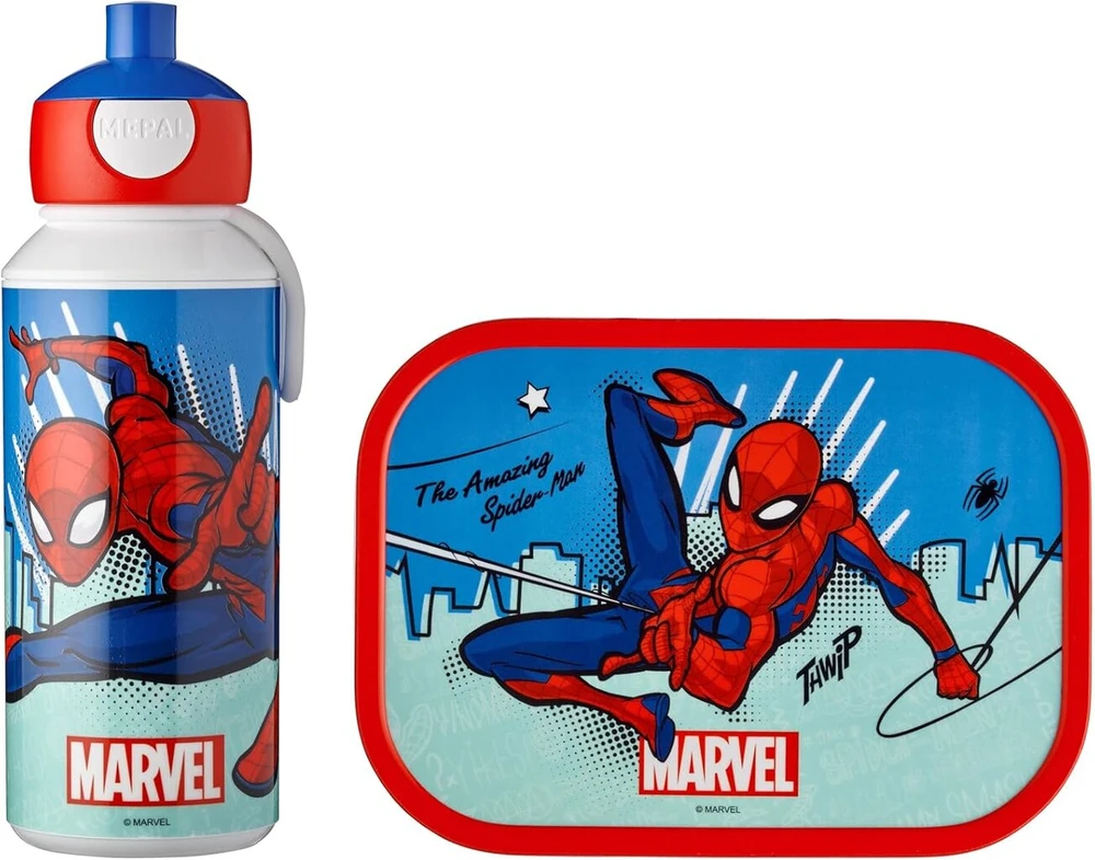 Mepal Campus Spiderman pietų rinkinys, gertuvė ir priešpiečių dėžutė su bento įdėklu, idealiai tinka mokyklai ir laisvalaikiui, galima plauti indaplovėje, 1150 ml