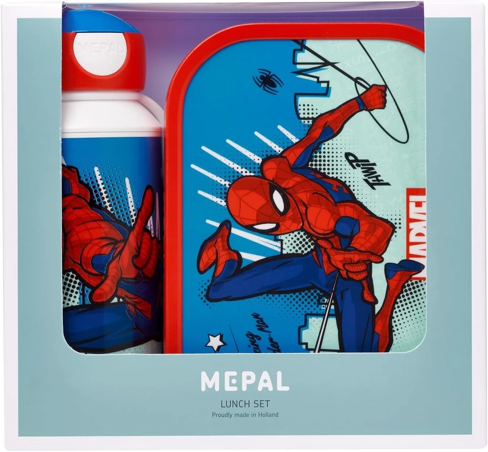 Mepal Campus Spiderman pietų rinkinys, gertuvė ir priešpiečių dėžutė su bento įdėklu, idealiai tinka mokyklai ir laisvalaikiui, galima plauti indaplovėje, 1150 ml