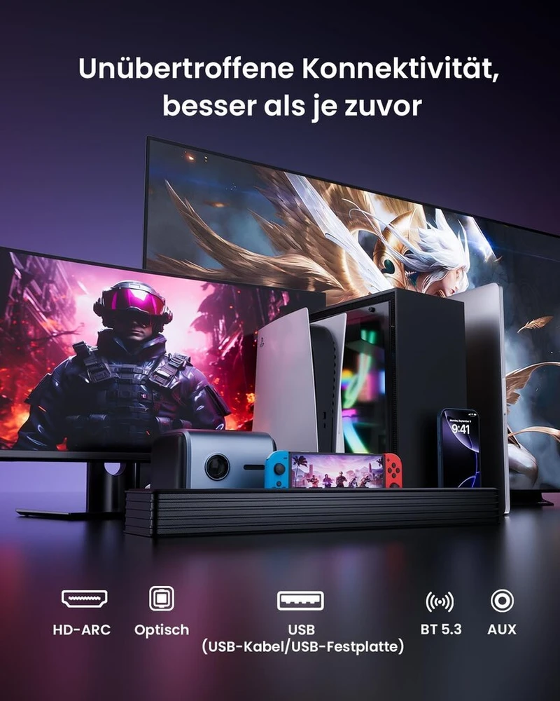 Kompiuterio kolonėlės Meredo garso juosta televizoriams su žemų dažnių garsiakalbiu 3.1 kanalo kompiuterinių žaidimų garso juosta rgb audio sync light bt 5.3/hd-arc/optical/aux/usb tv kompiuterio garsiakalbis staliniams/nešiojamiesiems kompiuteriams žaidimų konsolėms namų kinu