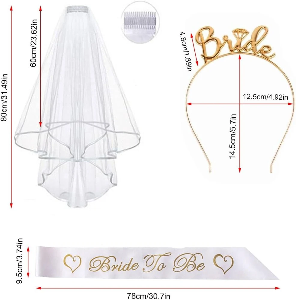 Mergvakario vakarėlio juosta "bride to be" ir nuometas, skirti nuotakai, mergvakario vakarėliui ir vestuvių fotografijai, auksinės spalvos