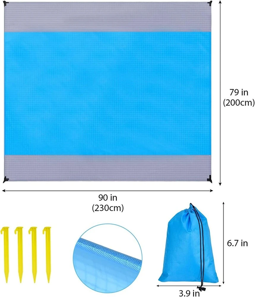 Merkloos Paplūdimio pledas be smėlio 230x200cm, atsparus vandeniui