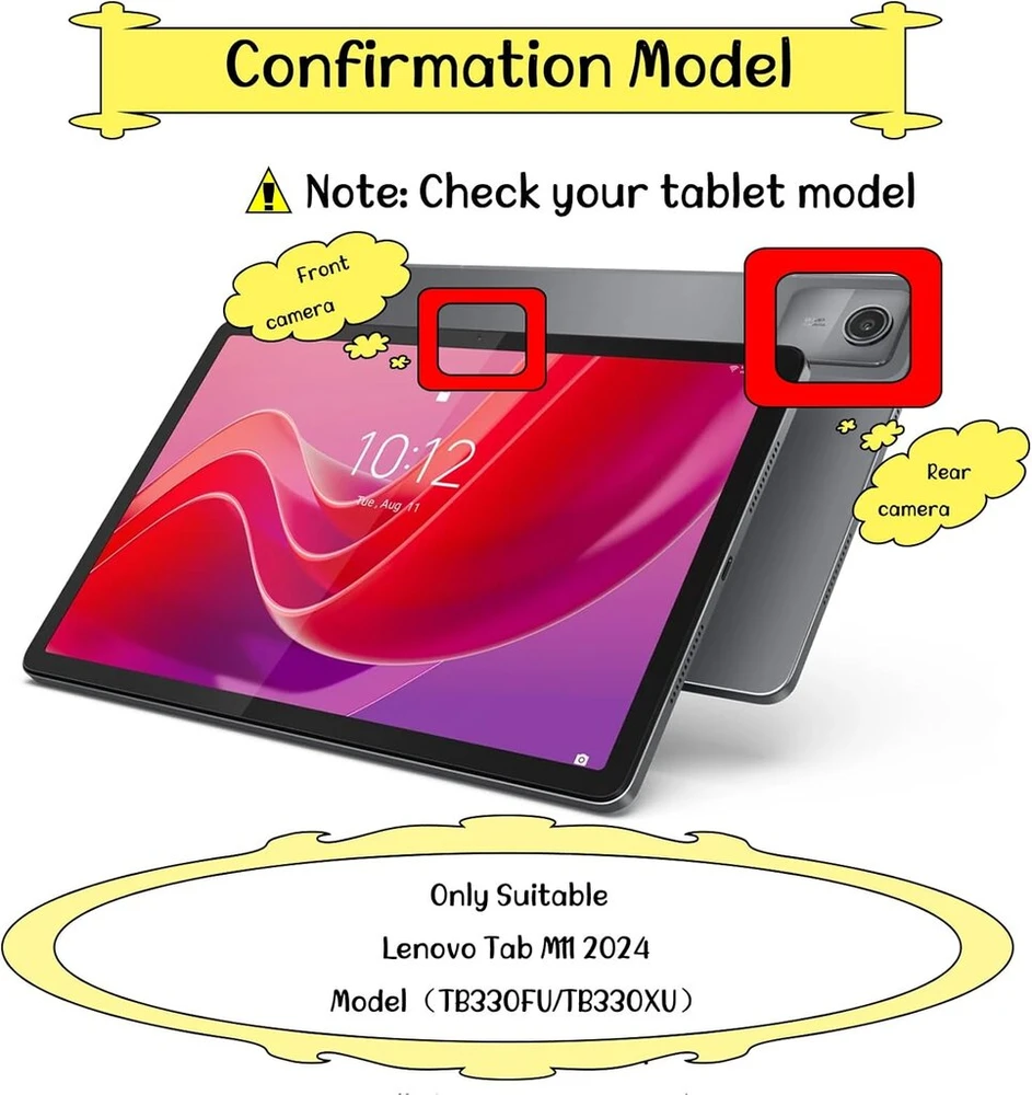 Merocab dėklas, skirtas lenovo tab m11 2024 (modelis tb330fu/tb330xu), lengvas vaikiškas dėklas su sulankstoma rankena, smūgiams atsparus vaikiškas dėklas, rožių raudonumo