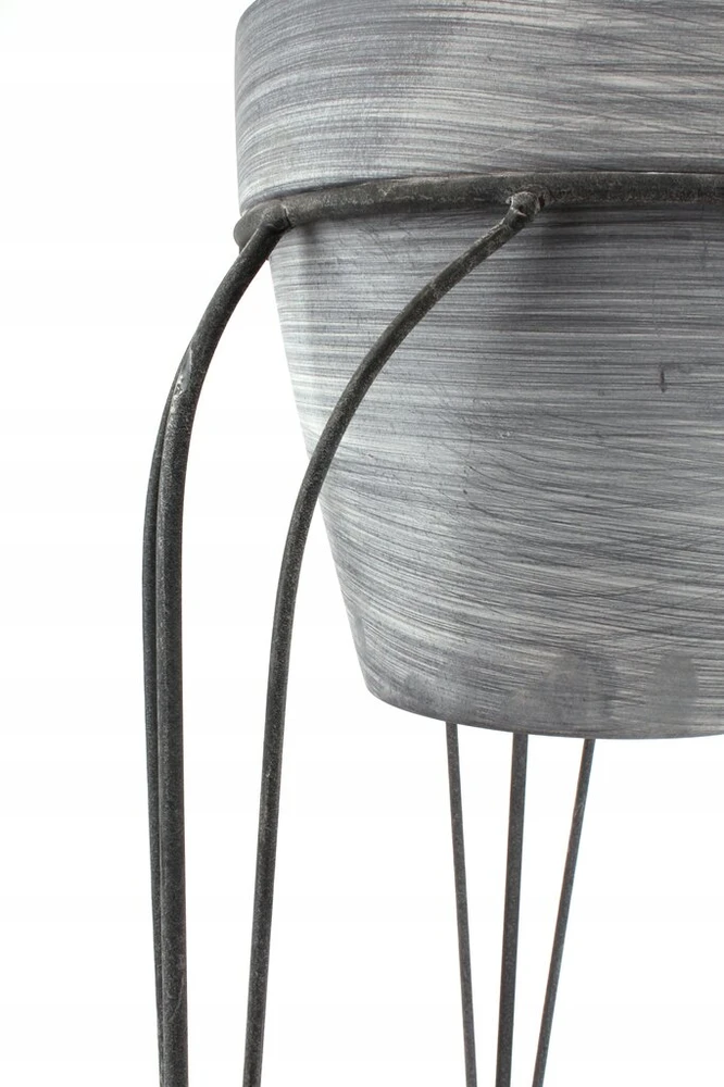 Metalinis gėlių stovas 50 cm su keramzito vazonu, pilkas