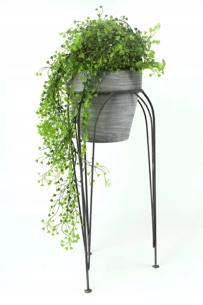 Metalinis gėlių stovas 50 cm su keramzito vazonu, pilkas