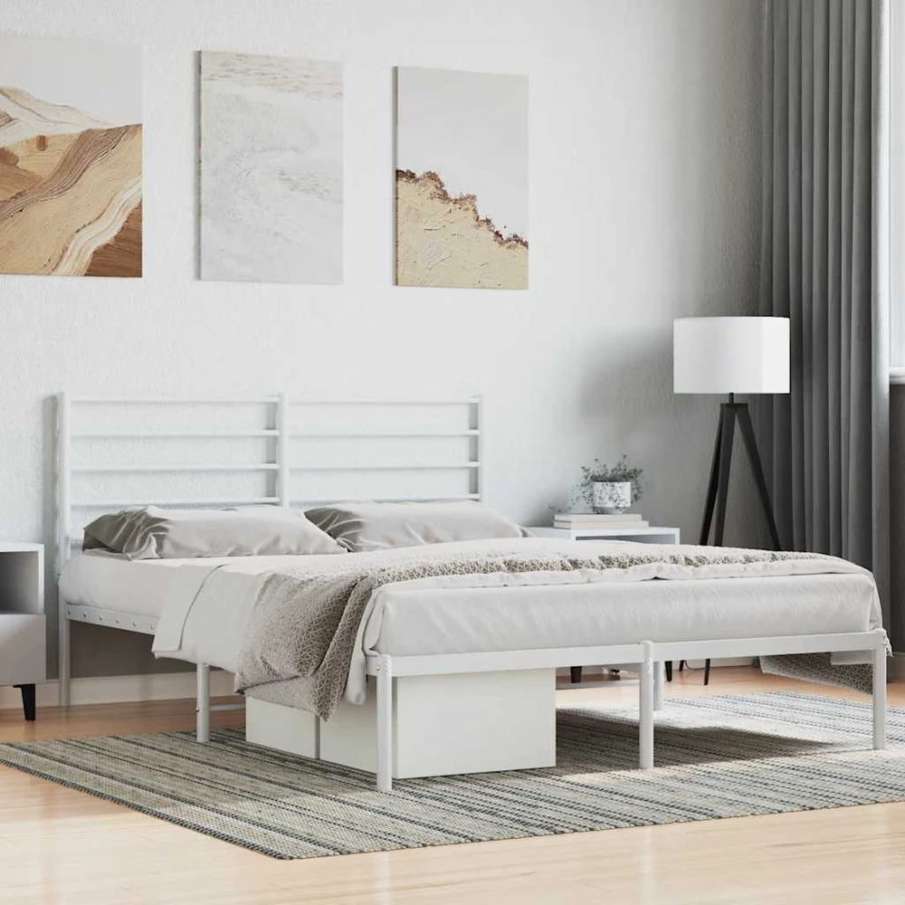 Lova Metalinis lovos rėmas su galvūgaliu, baltos spalvos, 140x200cm