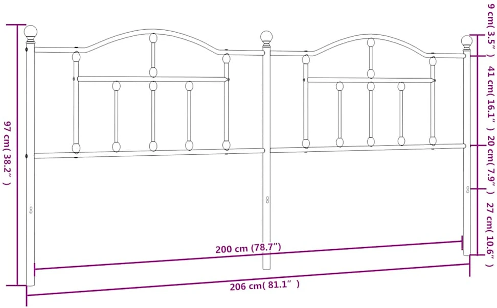 Lova Metalinis pakaitinis galvūgalis, baltos spalvos, 200cm