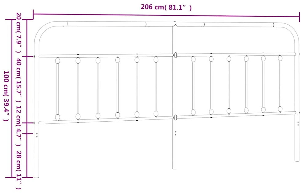 Lova Metalinis pakaitinis galvūgalis, baltos spalvos, 200cm