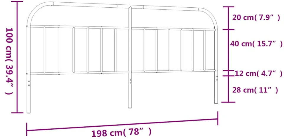 Lova Metalinis pakaitinis galvūgalis, juodos spalvos, 193cm