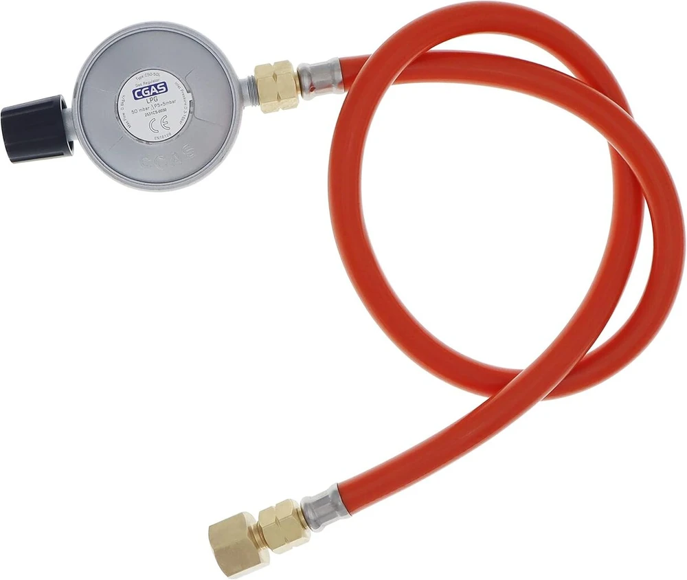 Meter Star 1lb propano dujų baliono ir mažo butano kanistro reguliuojamas reguliatoriaus rinkinys su 80 cm ilgio žarna G1/4 colio kairiuoju sriegiu ir 1/2 colio užspaudžiamu universaliu sriegiu dujinėms viryklėms, kepsninėms, stovyklavimui