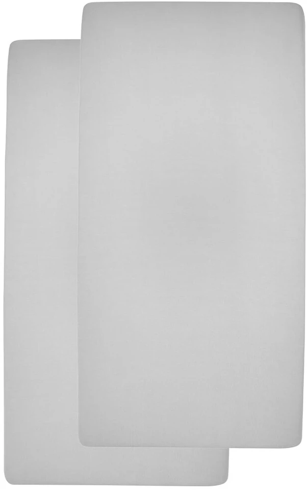 Meyco Baby Meyco 565205 jersey paklodė su guma, 2 vnt., kūdikių lovytei, 100% medvilnė, 70 x 140 / 150 cm, šviesiai pilka