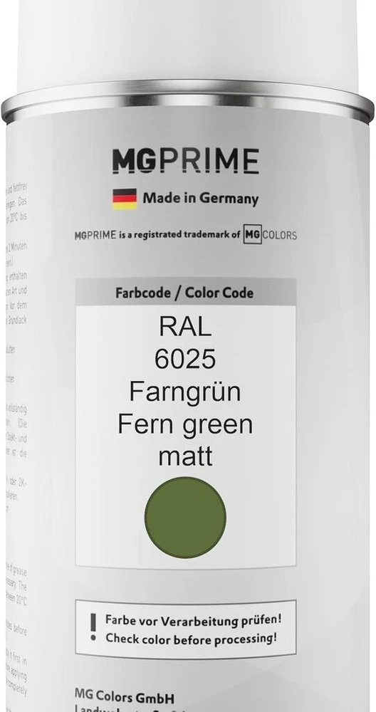 Mg Prime Ral 6025 paparčio žalia/paparčio žali purškiami dažai 400 ml matiniai greitai džiūstantys