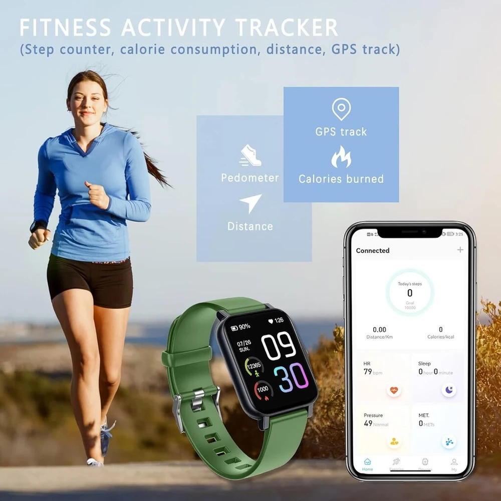 Miclee moteriškas vyriškas 1.69 colio išmanusis laikrodis, fitneso apyrankė, fitneso sekiklis, žingsniamatis, muzikos valdymas, sportinis laikrodis, fitneso laikrodis, išmanusis laikrodis, suderinamas su Ios Android, atsparus vandeniui Ip68, skambučių Sms