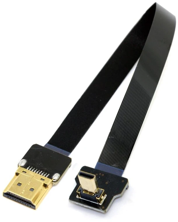 Micro Hdmi kampinis laidas 90° 50cm Fpv dronams ir kameroms