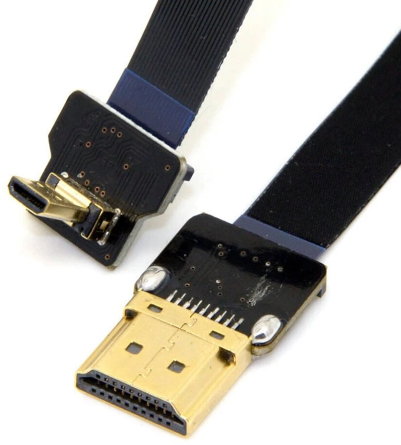 Micro Hdmi kampinis laidas 90° 50cm Fpv dronams ir kameroms
