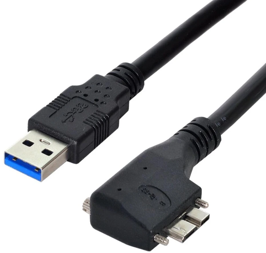 Micro Usb 3.0 90 laipsnių kampu duomenų kabelis su tvirtinimo varžtais, 0.52 m