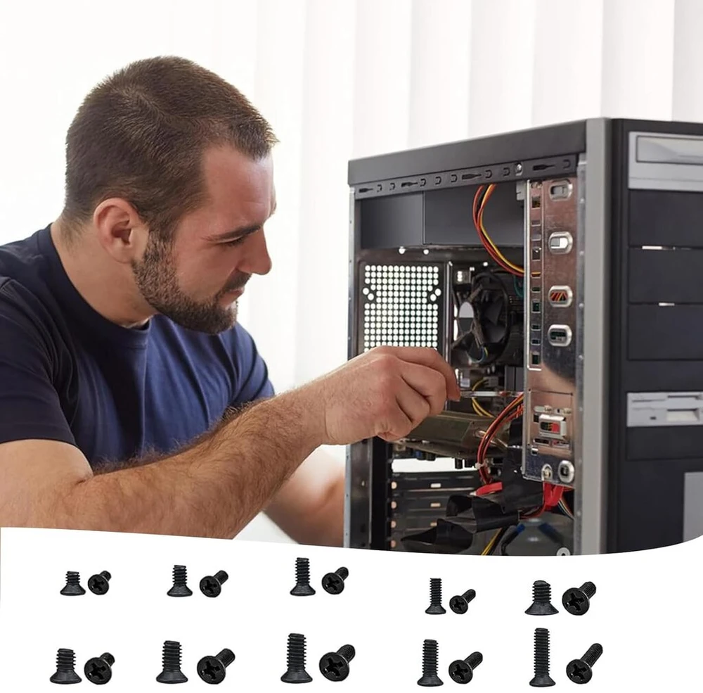 Micro varžtai, 450 vienetų nešiojamojo kompiuterio varžtų, 15 dydžių, maži anglinio plieno varžtai, maži varžtai, pc varžtų rinkinys, skirtas pagrindinių plokščių, ventiliatorių, kietųjų diskų remontui, juodi
