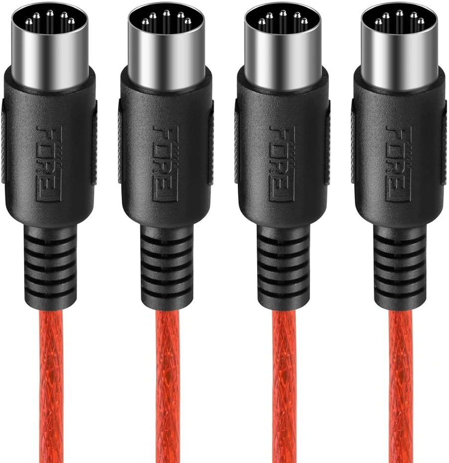 Midi kabelis 2m, 5-pin Din, 2 vnt. raudonas