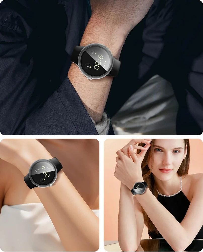 Miimall [2 vnt.] dėklas su ekrano apsauga, skirtas google pixel watch 3, apsauginis dėklas, lengvas itin plonas įbrėžimams atsparus apsauginis dangtelis, skirtas 41 mm pixel watch3 (2024) dėklui, 2 x skaidrus