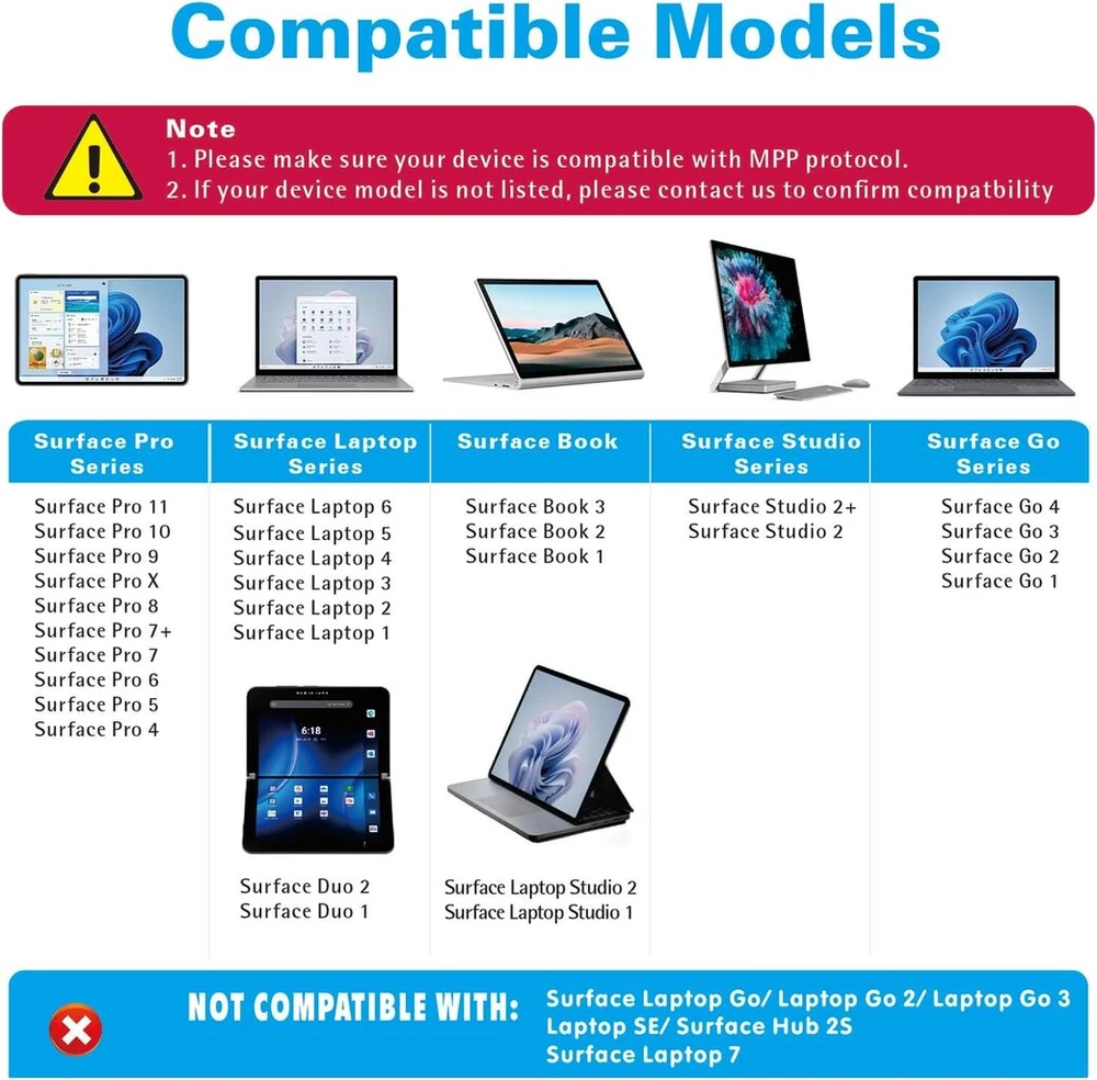 Milikilo rašiklis, skirtas microsoft surface pro11/10/9/8/x/7+/6/5/4/3/surface 3, surface go 3/2/1, surface laptop/studio/book 4/3/2/1 su trintuku šoniniu mygtuku, delno atmetimo funkcija (mėlynas)