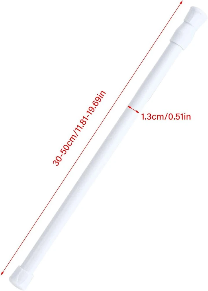 Milltrip teleskopinis užuolaidų strypas 30-50 cm - užuolaidų strypas, nereikalaujantis gręžimo, reguliuojamas įtempimo strypas voniai, langui, drabužių spintai, dušo užuolaidų laikiklis, skersmuo 13 mm (baltas)