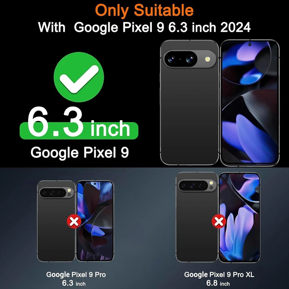 Milomdoi 3 stiklų rinkinys, skirtas Google Pixel 9, grūdintas stiklas su 3 kamerų apsauga, grūdinto stiklo ekrano apsaugos priedai, [tinka pirštų atspaudų skaitytuvui] telefono dėklas