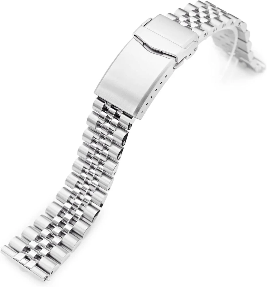 Miltat Super-jub Ii Qr 316l šlifuoto nerūdijančio plieno laikrodžio apyrankė tiesiu galu, 20 mm, sidabrinė, Classic