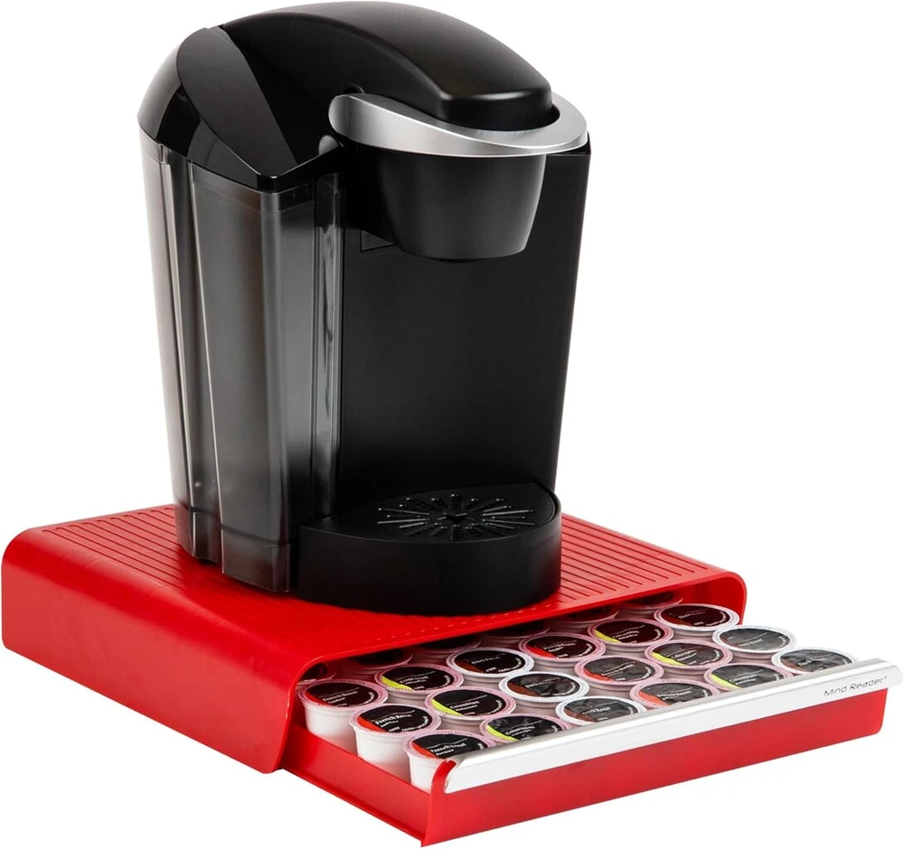 Mind Reader 'hero' stalčius 36 Dolce Gusto / Keurig K-cup/ Verismo / Cbtl kapsulėms, raudonas kavos kapsulių laikymo stalčius