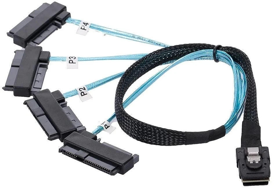 Mini Sas Sff-8087 į 4x Sff-8482 Sas/sata kabelis 100cm