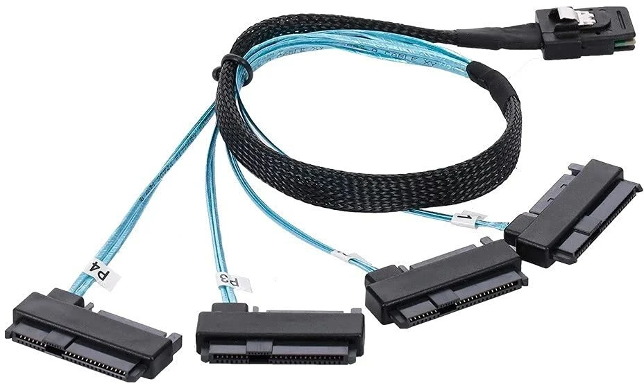 Mini Sas Sff-8087 į 4x Sff-8482 Sas/sata kabelis 100cm