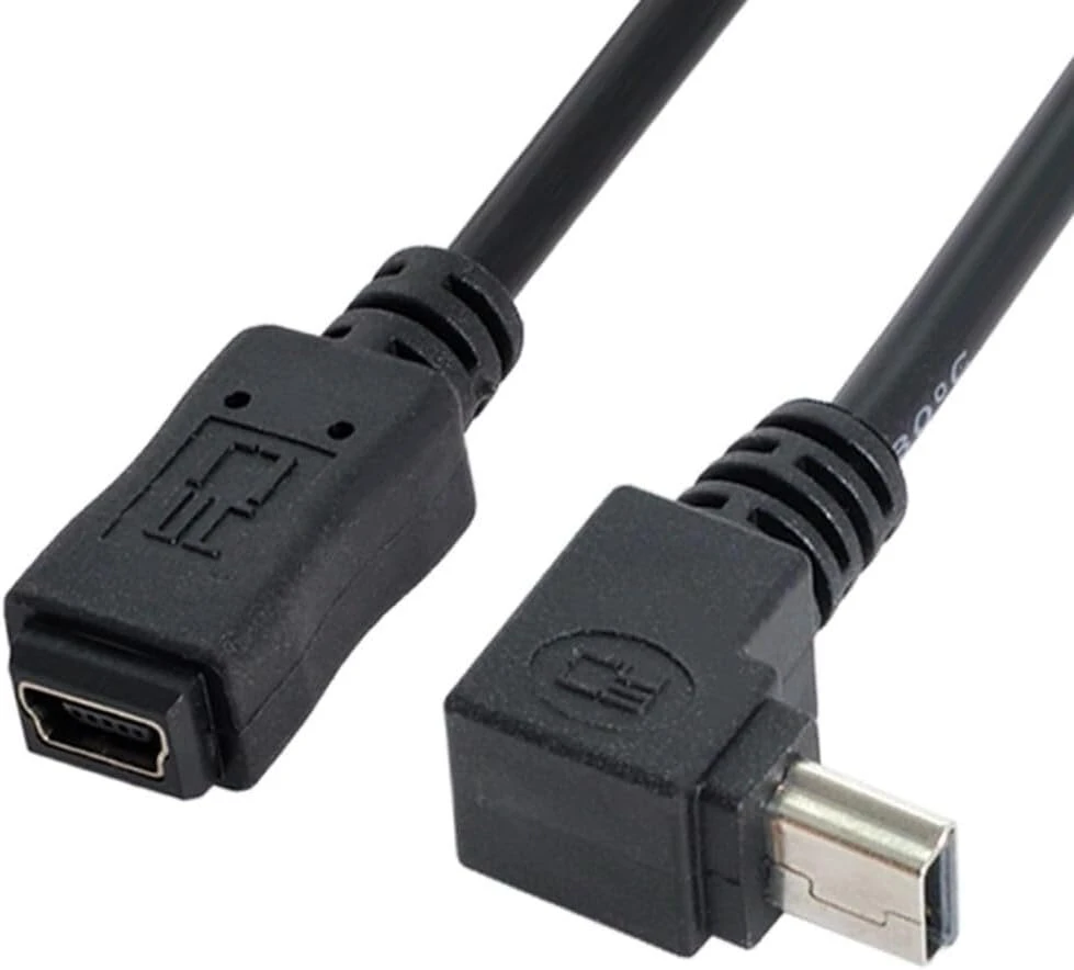 Mini Usb 5p 90° kampu įstrižas prailginimo laidas, 20 cm