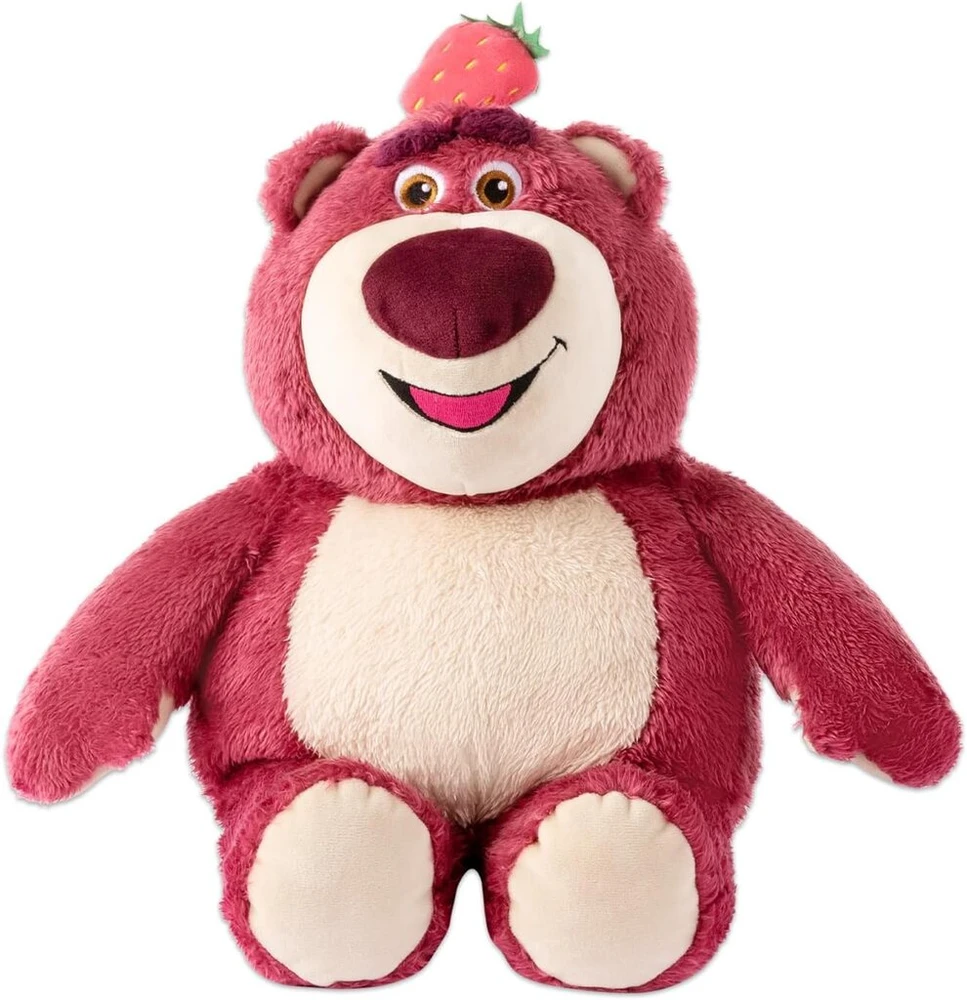 Miniso Lotso mielas žaislas, istorijos apie žaislus Lotso pliušinis žaislas 25 x 16 cm, mielas Lotso pliušinis žaislas su braškėmis, lengvi ir minkšti pliušiniai žaislai apkabinimui ir žaidimams