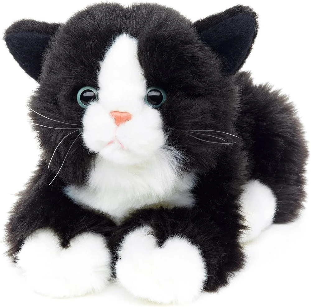Minkštas pliušinis kačiukas, 20 cm, juodai baltas